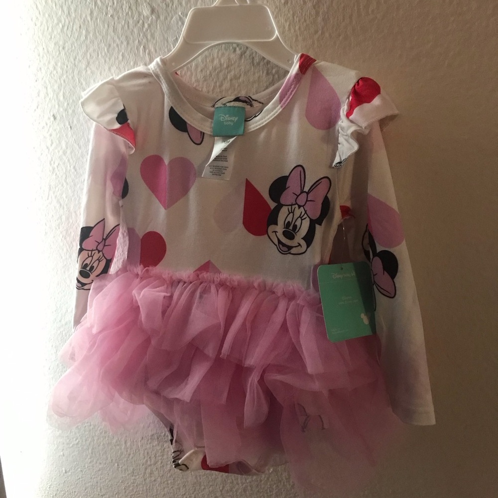 *3 for 25 Bundle and Save. Disney Minnie Mouse Heart Print Dress with Pink Tutu